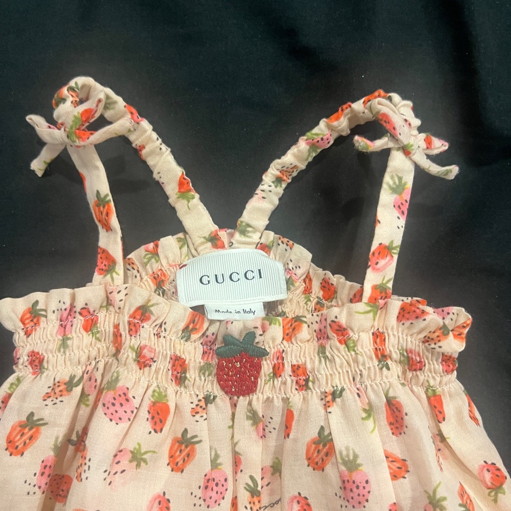 Gucci Cream Dress with Strawberry Print